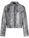Karl Lagerfeld Jeans Snake-print Faux-leather Jacket In Black