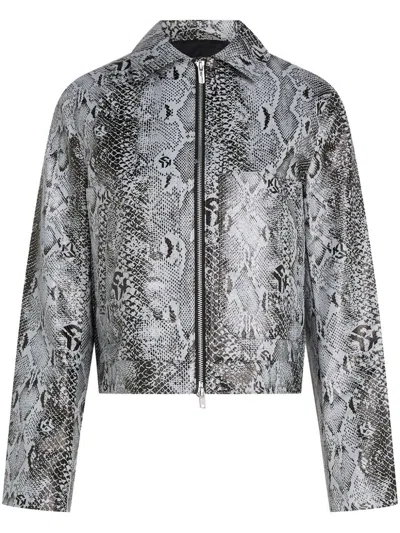 Karl Lagerfeld Jeans Snake-print Faux-leather Jacket In Black
