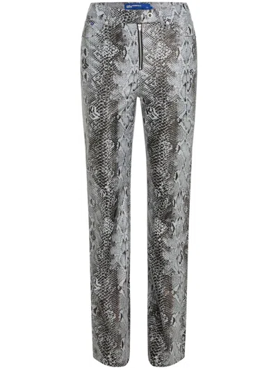 Karl Lagerfeld Jeans Snake-print Faux-leather Trousers In 431