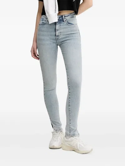 Karl Lagerfeld Jeans Split-hem Five-pocket Jeans In Blue