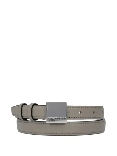 Karl Lagerfeld Jeans Square Buckle Belt In Gray