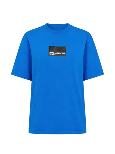 Karl Lagerfeld Jeans Logo-patch T-shirt In Blue