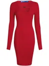 Karl Lagerfeld Jeans Square-neck Knitted Midi Dress In Rot