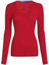 Karl Lagerfeld Jeans Square-neck Knitted Top In Rot