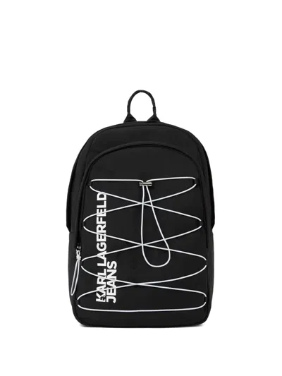 Karl Lagerfeld Jeans String Utility Backpack In Black