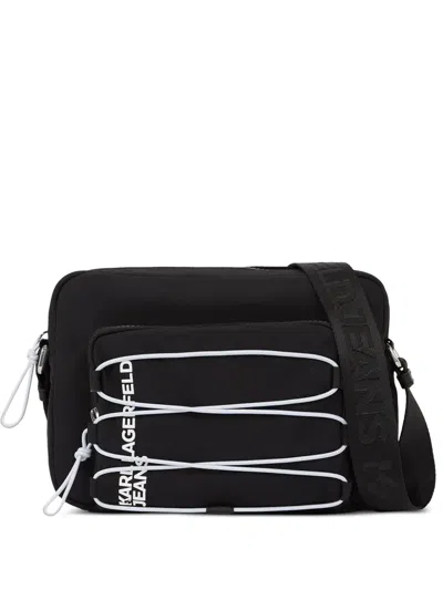 Karl Lagerfeld Jeans String Utility Shoulder Bag In Black