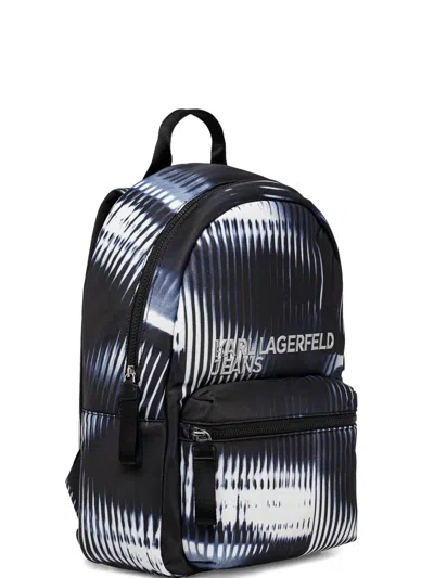 Karl Lagerfeld Jeans Stripe-print Backpack In Black