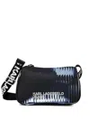Karl Lagerfeld Jeans Stripe-print Shoulder Bag In Black