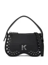 Karl Lagerfeld Jeans Stud-embellished Top-handle Shoulder Bag In Black