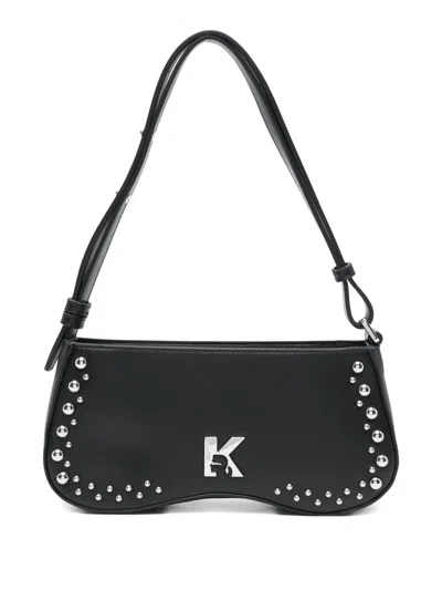 Karl Lagerfeld Jeans Studded Logo Shoulder Bag In Black