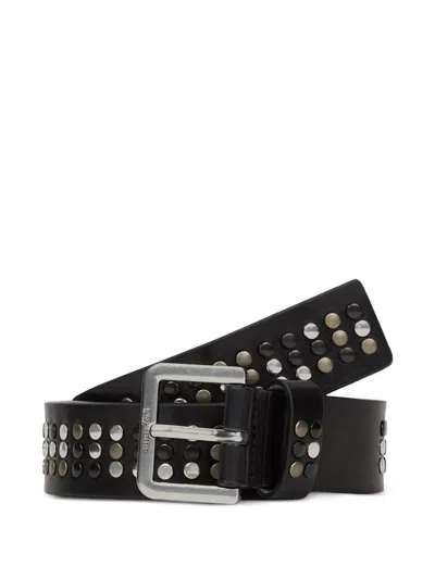 Karl Lagerfeld Jeans Stud-embellished Leather Belt In Black