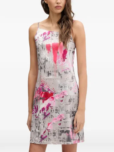 Karl Lagerfeld Jeans Tie-back Printed Mini Dress In Gray