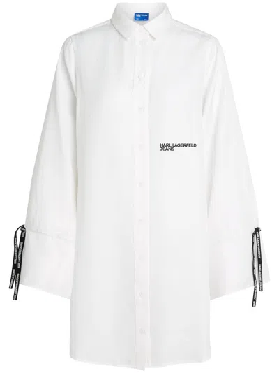 Karl Lagerfeld Jeans Hemdkleid Mit Schleifen In Weiss