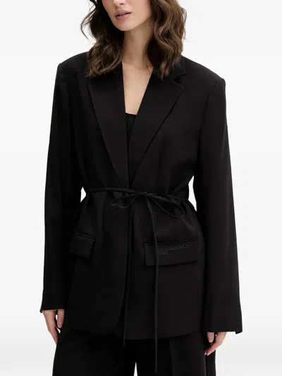 Karl Lagerfeld Jeans Tie-waist Blazer In Black