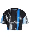Karl Lagerfeld Jeans Tokyo-print Cropped T-shirt In Black