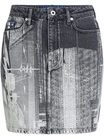 Karl Lagerfeld Jeans Tokyo-print Mini Skirt In Grey