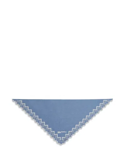 Karl Lagerfeld Jeans Triangle Embroidered Bandana Scarf In Blue
