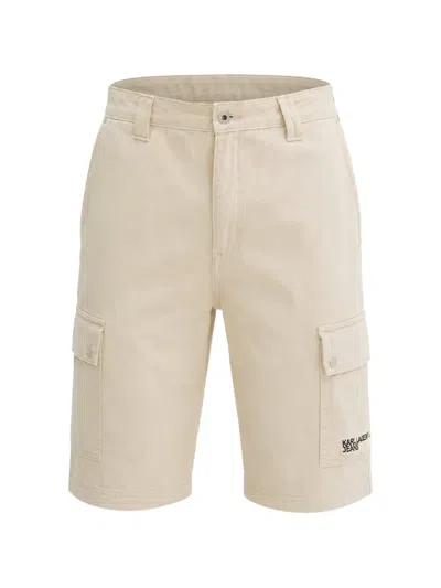 Karl Lagerfeld Jeans Twill Cargo Shorts In Neutral