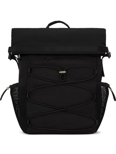 Karl Lagerfeld Jeans Utility Roll-top Drawstring Backpack In Black