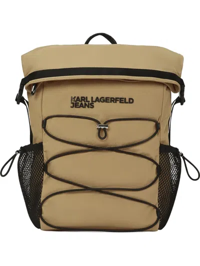 Karl Lagerfeld Jeans Utility 卷盖式包口抽绳双肩包 In Neutral