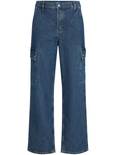 Karl Lagerfeld Jeans Cargo-pocket Wide-leg Jeans In Blue