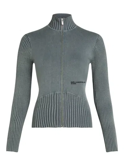 Karl Lagerfeld Jeans Utility Zip-up Jumper In Gray
