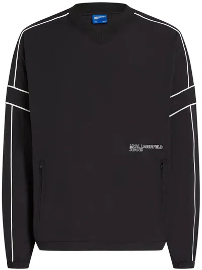 Karl Lagerfeld Jeans V-neck Sweatshirt In Black