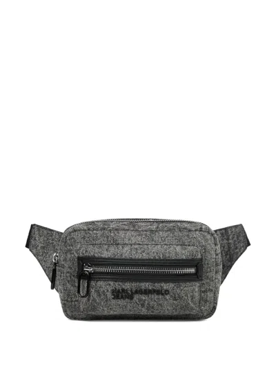 Karl Lagerfeld Jeans Washed-denim Belt Bag In Gray