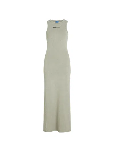 Karl Lagerfeld Jeans Washed Ribbed-rib Tank Midi Dress In Black