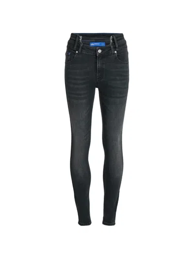 Karl Lagerfeld Jeans Whiskered Skinny Jeans In Gray