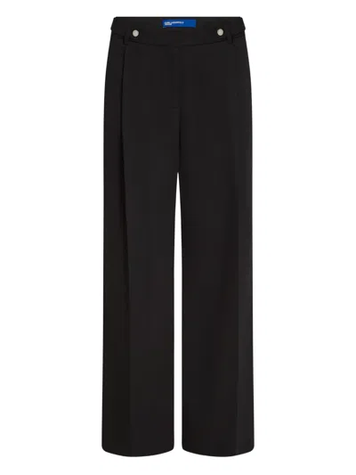 Karl Lagerfeld Jeans Wide-leg Tailored Trousers In Black