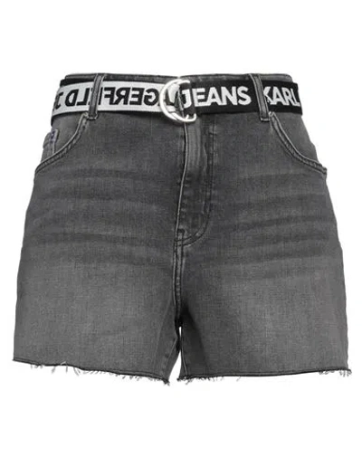 Karl Lagerfeld Jeans Woman Denim Shorts Charcoal Size 30 Organic Cotton, Elastane In Grey