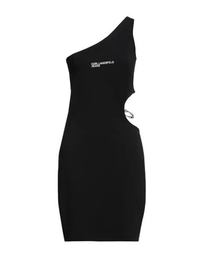 Karl Lagerfeld Jeans Woman Midi Dress Black Size L Cotton, Elastane