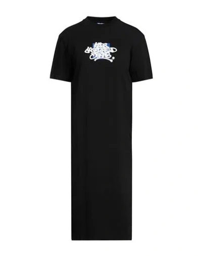 Karl Lagerfeld Jeans Woman Midi Dress Black Size L Organic Cotton