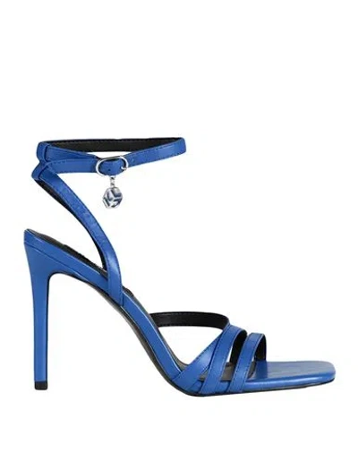 Karl Lagerfeld Jeans Woman Sandals Bright Blue Size 8 Leather