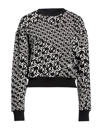 Karl Lagerfeld Jeans Woman Sweatshirt Black Size L Organic Cotton, Recycled Polyester In Multi