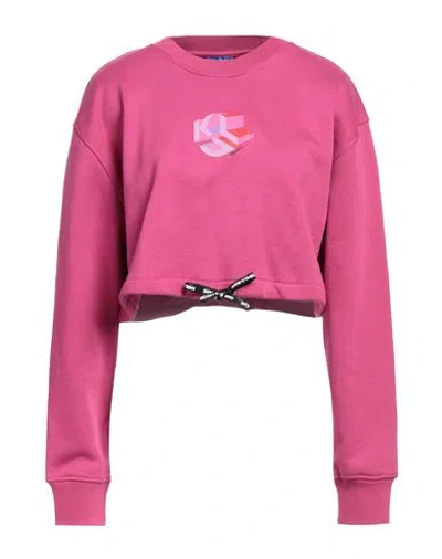 Karl Lagerfeld Jeans Woman Sweatshirt Fuchsia Size L Cotton, Polyester In Pink