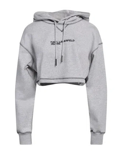 Karl Lagerfeld Jeans Woman Sweatshirt Grey Size M Organic Cotton, Recycled Polyester