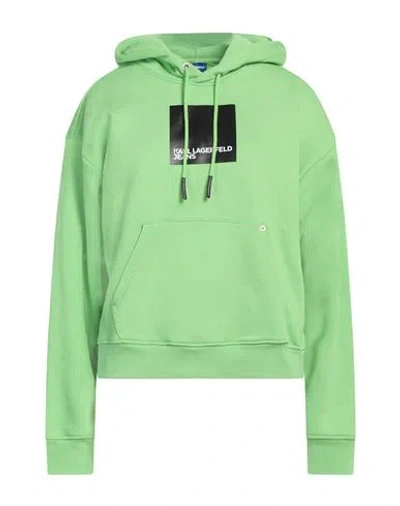 Karl Lagerfeld Jeans Woman Sweatshirt Lime Green Size L Organic Cotton, Recycled Polyester
