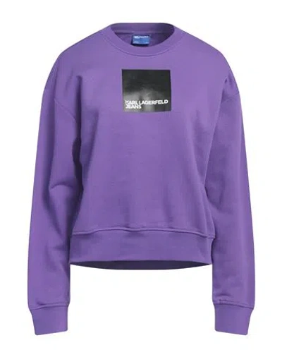 Karl Lagerfeld Jeans Logo-print Organic Cotton Sweatshirt In Purple