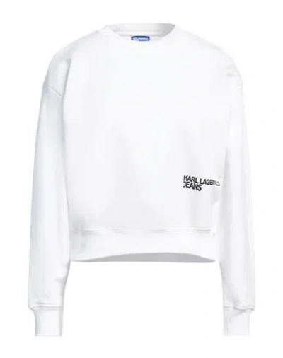 Karl Lagerfeld Jeans Woman Sweatshirt White Size L Cotton, Polyester