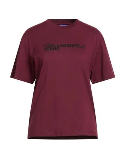 Karl Lagerfeld Jeans Woman T-shirt Garnet Size S Organic Cotton In Burgundy