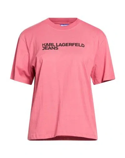 Karl Lagerfeld Jeans Woman T-shirt Salmon Pink Size Xl Organic Cotton In Multi