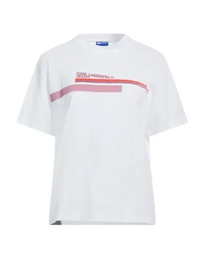 Karl Lagerfeld Jeans Woman T-shirt White Size M Organic Cotton