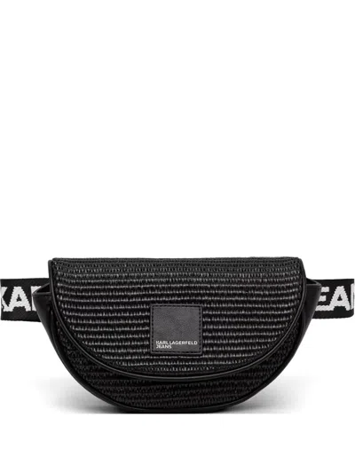 Karl Lagerfeld Jeans Woven Logo-strap Belt Bag In Pattern