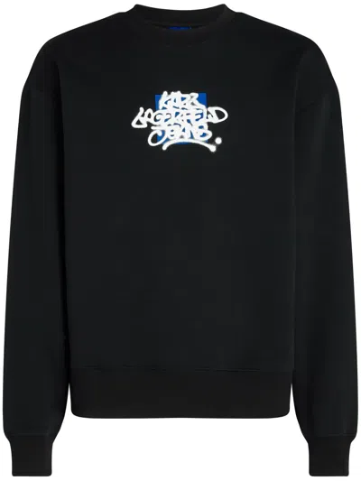 Karl Lagerfeld Jeans Graffiti Organic Cotton Sweatshirt In Black