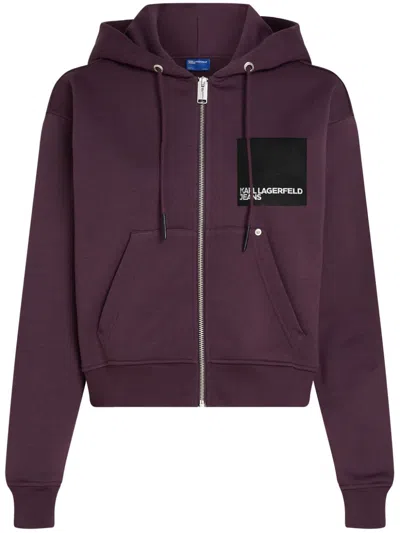 Karl Lagerfeld Jeans Zip-up Hoodie In 紫色