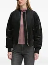Karl Lagerfeld Jeans Zip-up Velvet Bomber Jacket In Black