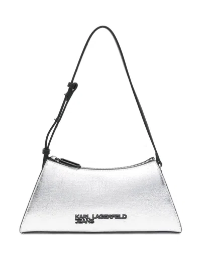 Karl Lagerfeld Jeans Zipped Shoulder Bag In Gray