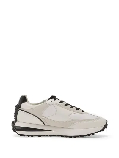 Karl Lagerfeld Jeans Zone Panelled Lace-up Leather Sneakers In Neutral